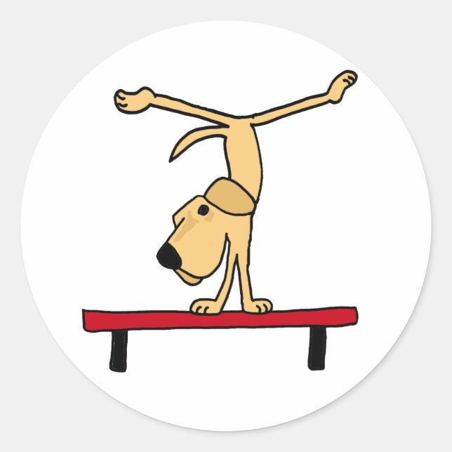 XX - Gelbes Labrador auf dem Cartoon "Balanceblau" Runder Aufkleber (Vorderseite)