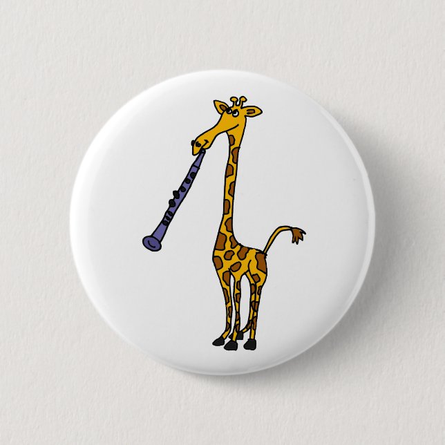 XX Giraffe, die den Clarinet spielt Button (Vorderseite)