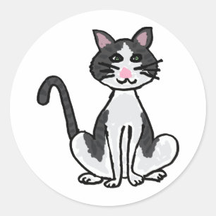 XX- Graue und weiße Kitty Cat Runder Aufkleber