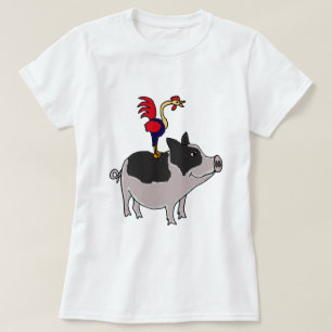 XX Hahn auf einem Topf aufgeblähten T-Shirt