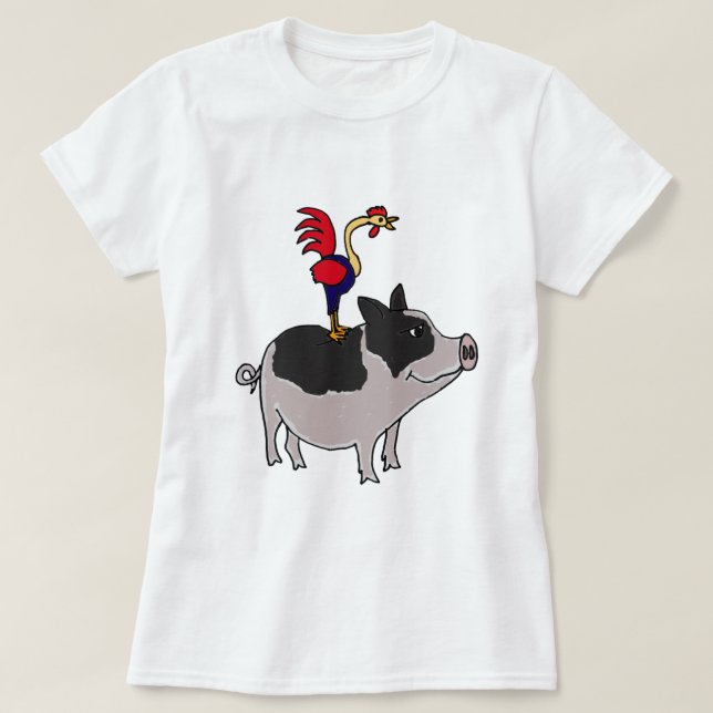 XX Hahn auf einem Topf aufgeblähten T-Shirt (Design vorne)