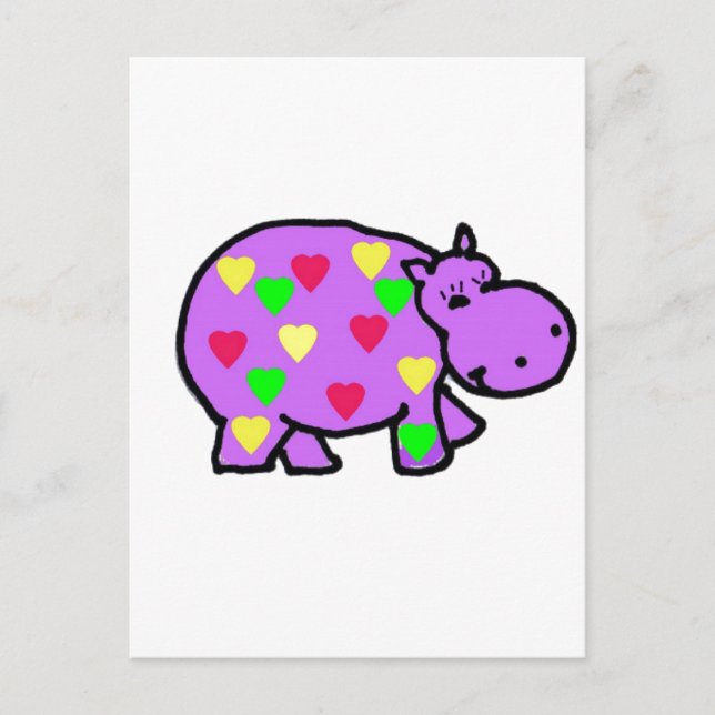XX - Happy Hippo Hearts Postkarte (Vorderseite)