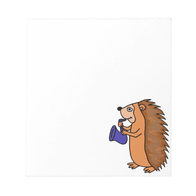 XX - Igel Saxophon Cartoon Notizblock (Vorderseite)
