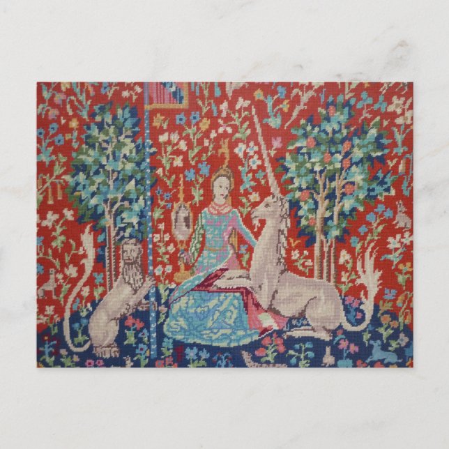 XX- Lady and the Unicorn Tapestart Design Postkarte (Vorderseite)