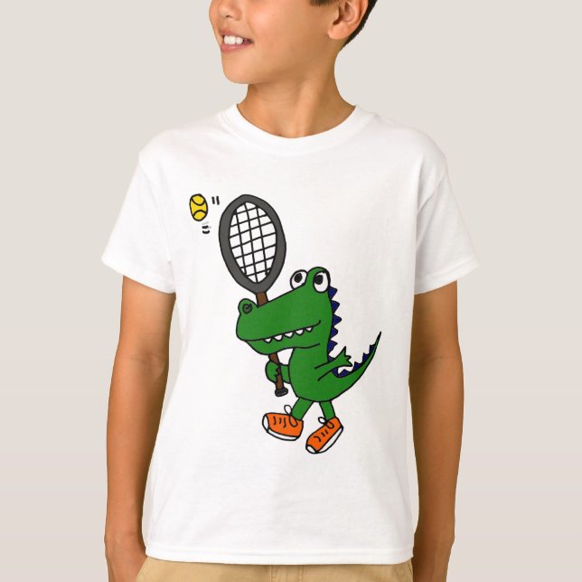 XX lustiger Alligator, der Tennis spielt T-Shirt (Vorderseite)