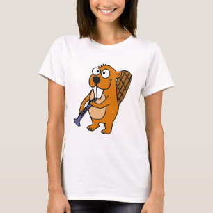 XX lustiger Biber, der Clarinet-Cartoon spielt T-Shirt