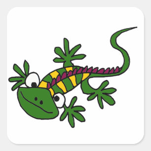 XX lustiger bunter Leguan-Cartoon Quadratischer Aufkleber