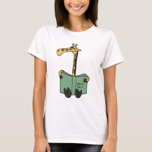 XX lustiger Giraffen-Lesehals-Schmerz-Buch-Cartoon T-Shirt