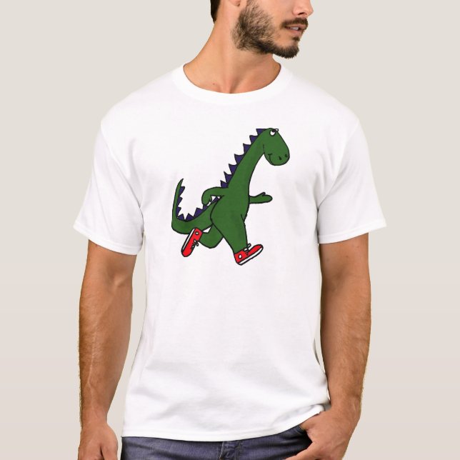 XX lustiger Joggendinosaurier mit roten T-Shirt (Vorderseite)