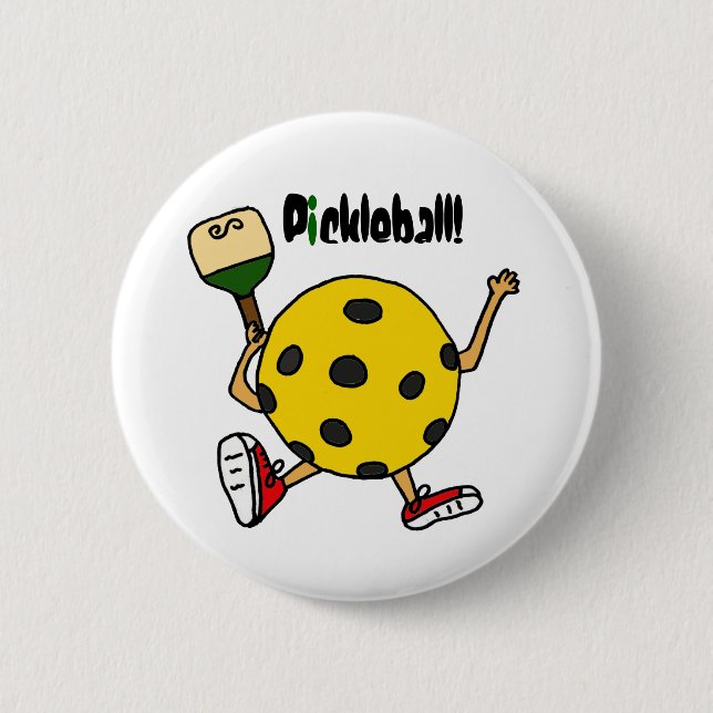 XX lustiger Pickleball Charakter Button (Vorderseite)