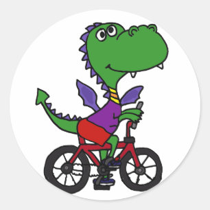 XX lustiges Drache-Reitfahrrad Runder Aufkleber