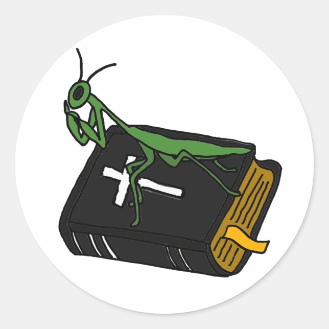 XX- Mantis auf einer Bibel beten Runder Aufkleber (Vorderseite)