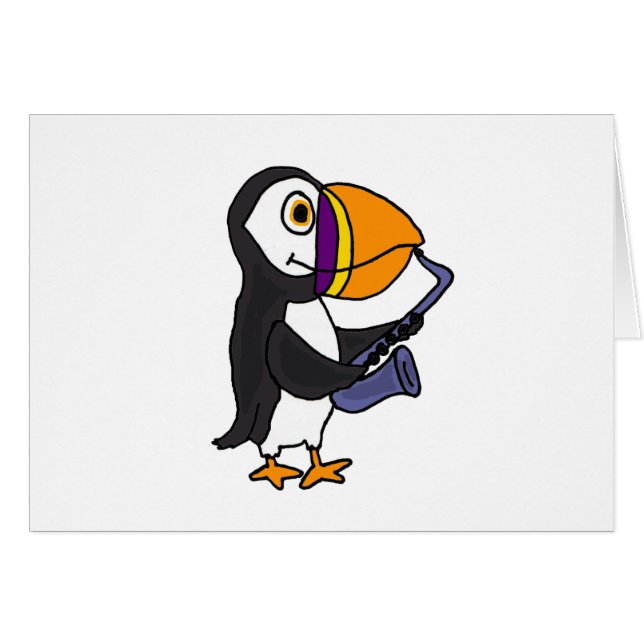 XX Papageientaucher, der das Saxophon spielt (Vorderseite (Horizontal))