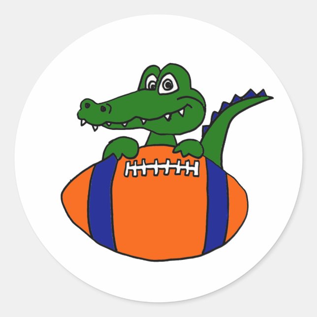 XX: Phantastischer Gator auf einem Fußballspiel-Ca Runder Aufkleber (Vorderseite)
