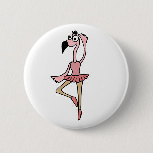 XX rosa Flamingo-Ballerina-Tänzer-Cartoon Button