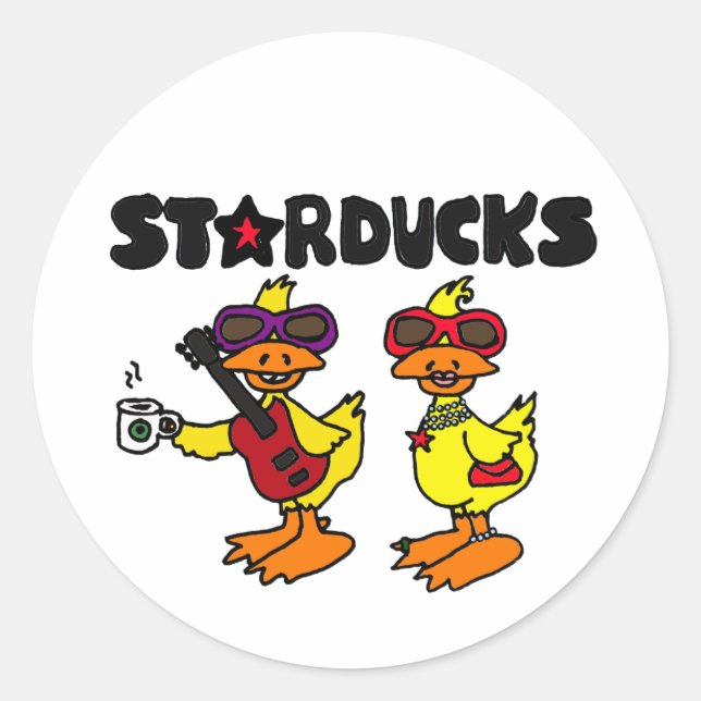XX - Starducks Duck Cartoon Runder Aufkleber (Vorderseite)
