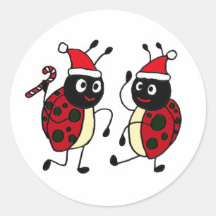 XX tanzende Marienkäfer, die Weihnachtsmannmütze Runder Aufkleber