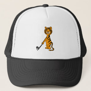 XX Tiger, der Golf-Cartoon spielt Truckerkappe