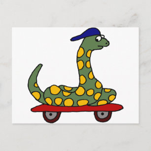 XX - Witzige Boa-Besenke auf einem Skateboard Postkarte