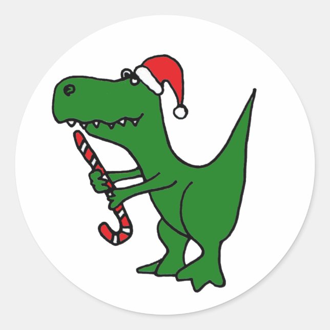 XX- Witziges T-rex Dinosaurier Weihnachtsmannmütze Runder Aufkleber (Vorderseite)