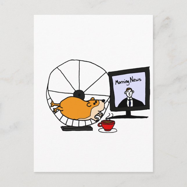 XY- Funny Hamster auf einem Übungsrad Satire Postkarte (Vorderseite)