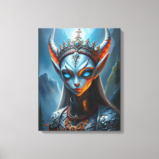 Xylanthia the Horned Oracle - Epic Elven Fantasy Leinwanddruck