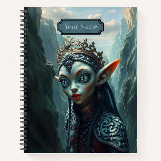 Xylariel Elfen Göttin Blau Gothic Spiralblock Notizbuch