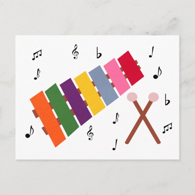 Xylophone-mehrfarbiger Musikinstrument-Cartoon Postkarte (Vorderseite)
