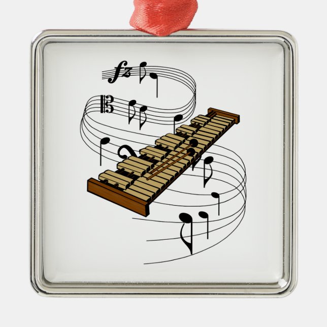 Xylophone Silbernes Ornament (Vorne)