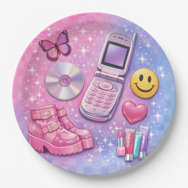 Y2K 2000's Party Plate Pappteller (Vorderseite)