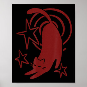 Y2K 90er süße schlafende Tomkatze, die sich unter Poster