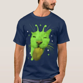 Y2K Alien-Katze Meme UFO Retro Lustige Katzenliebh T-Shirt
