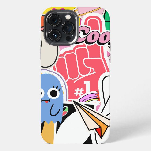Y2K Ästhetik Coole Aufkleber  iPhone 13 Pro Max Hülle (Rückseite)