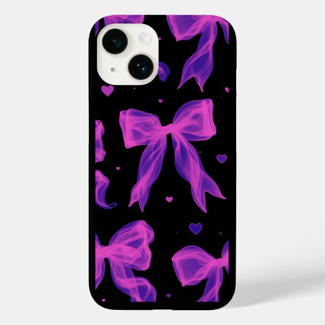Y2K-Ästhetik Lila Schleifenband Schwarze iPhone-Hü Case-Mate iPhone 14 Hülle (Rückseite)
