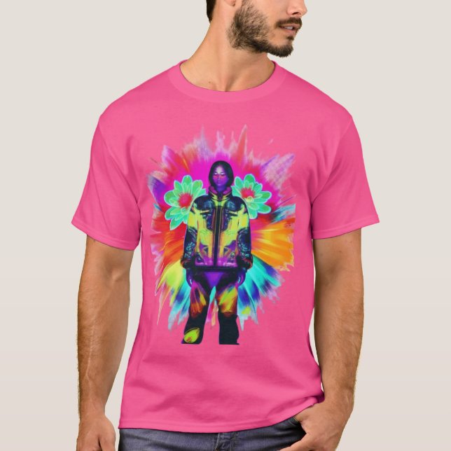 Y2K Bloom: Techwear trifft Leuchtende Natur T-Shirt (Vorderseite)
