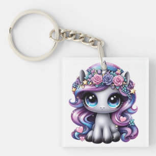 Y2K Glitzer Pony Unicorn Schlüsselanhänger