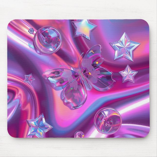 Y2K Holografischer Gradienten-Mauspad | Chrome Sta Mousepad (Vorne)