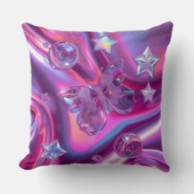 Y2K Holografisches Wurfkissen | Hot Pink & Chrom
