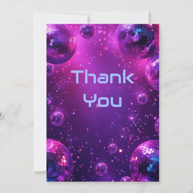 Y2K Holographic Thank You Card | Neon Chrome NYE Dankeskarte (Vorderseite)