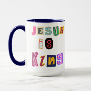 Y2K-Magazin-Collage "Jesus ist König" Retro Tasse