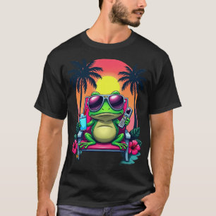 Y2K mürrischer Frosch Vaporwave Tropischer Retro F T-Shirt