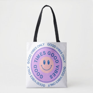 Y2K Pastell-Lila und Blau Smiley-Tragetasche Tasche