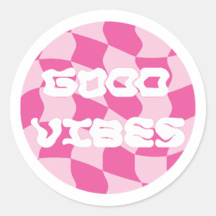 Y2K Pink Good Vibes Pattern Runder Aufkleber