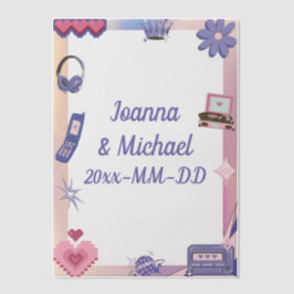 Y2K Pink Lila 2000er Retro Tech Geek Liebe Hochzei