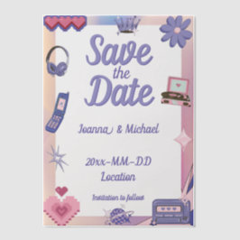 Y2K Pink Lila 2000er Retro Tech Geek Liebe Hochzei