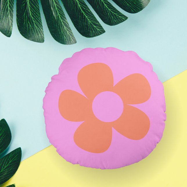 Y2k Preppy Hot Pink Blume Dorm Decor Rundes Kissen (Von Creator hochgeladen)
