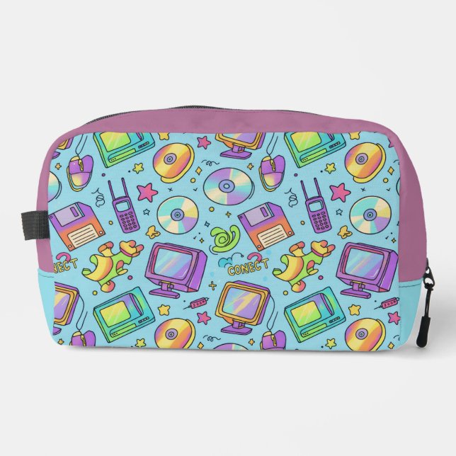 Y2K Retro-Tech-Ästhetik-Doodle-Make-up-Tasche Waschbeutel (Vorderseite)
