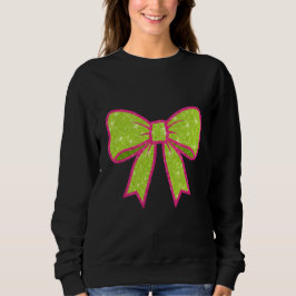 Y2K Retro-Vibe Hot Pink und Grün Weihnachts-Schlei Sweatshirt