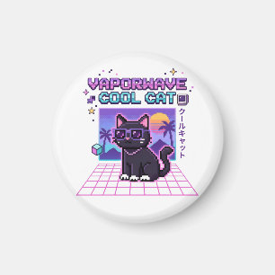 Y2K Vaporwave Pixel Coole Katze Grafik Hoodie   Ve Magnet