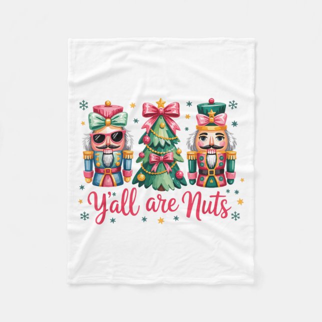 Y’all Are Nuts Funny Christmas Humor Tree Nutcrack Fleecedecke (Vorderseite)